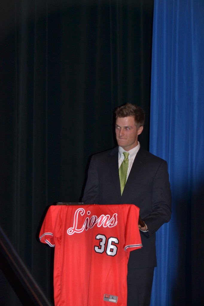 Senior pitcher John Cain picks for his team during the draft / Photo by Kat Frazier