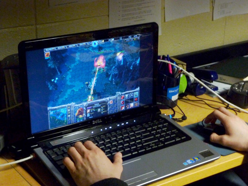A Bryan student plays DotA on Long 2nd / Triangle photo by Andrew Wilber