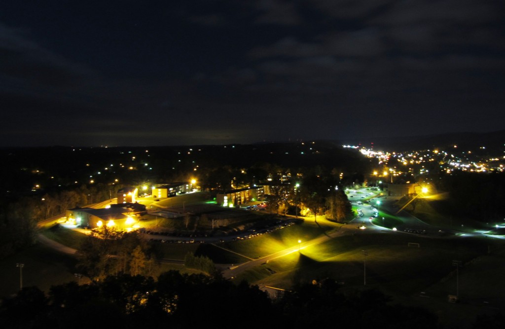 A view of Bryan's campus from the water tower. Over the years, a few students have climbed the tower. 