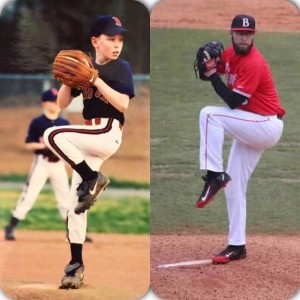 Knudsen pitching as a child and in college / photo courtesy of Kenny Knudsen 